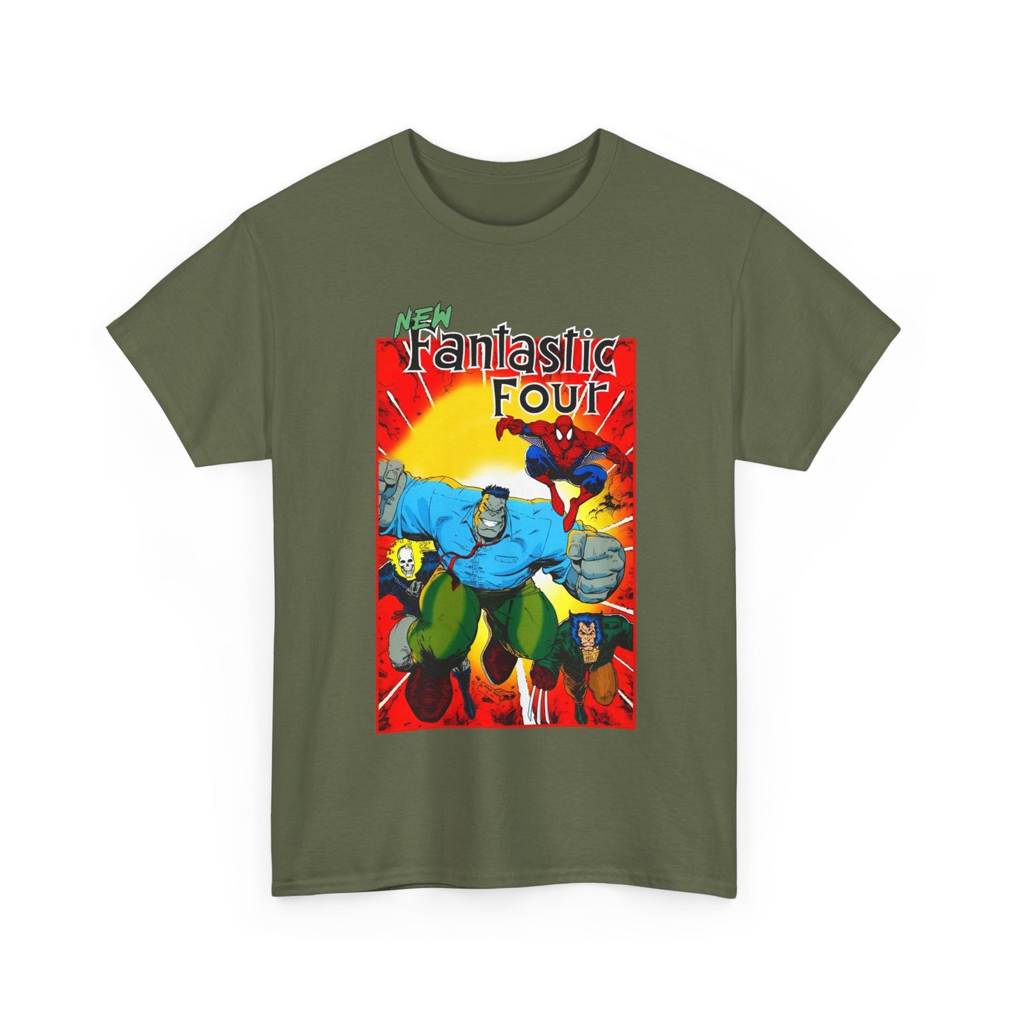 New Fantastic Four T-Shirt - Arthur Adams Art - Wolverine, Ghost Rider, Spider-Man, Hulk - Marvel Comics