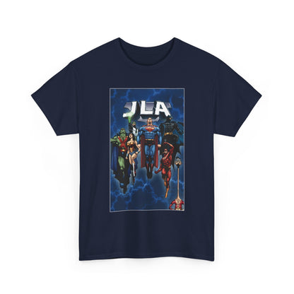 JLA T-Shirt - Doug Mahnke Art - Superman, Batman, Wonder Woman, Aquaman, Green Lantern, Flash, Martian Manhunter - DC Comics