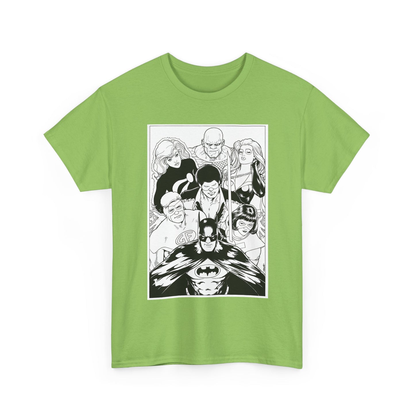 Batman & the Outsiders T-Shirt - Kevin Maguire Art - Black & White - Black Lightning, Metamorpho, Halo, Looker, Katana, Geo-Force - DC Comics