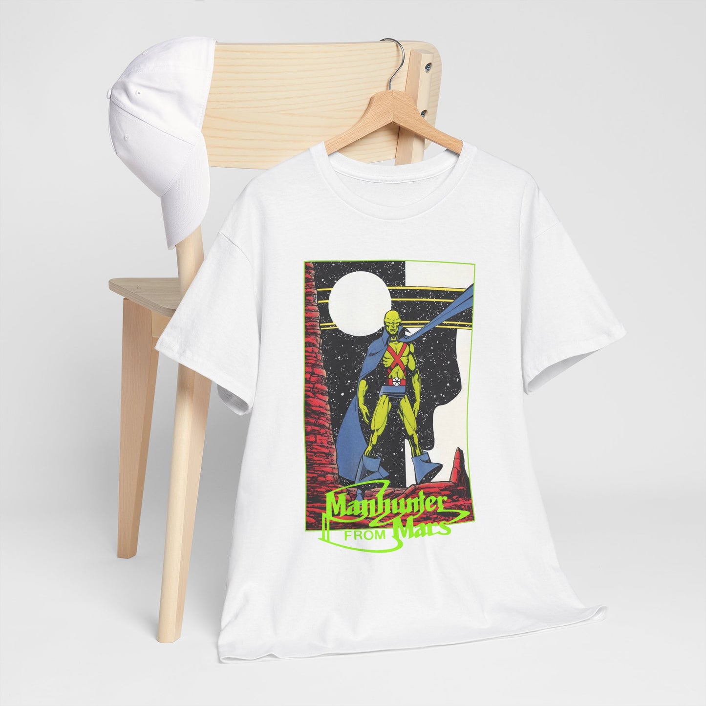 Martian Manhunter T-Shirt - George Perez Art - 1980s Justice League of America (JLA) Postcard Art - DC Comics