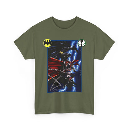 Batman & Spawn T-Shirt - Todd McFarlane Art - Gotham City, Frank Miller Story - DC Comics & Image Comics