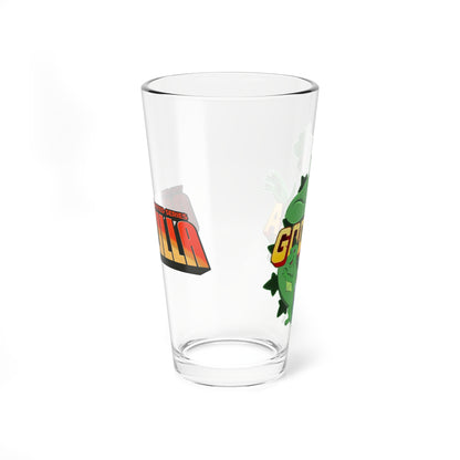 Godzilla Pint Glass, 16oz - Hanna-Barbera Animated Series - Godzooky - Toho - Saturday Morning - Classic 1970s Cartoon