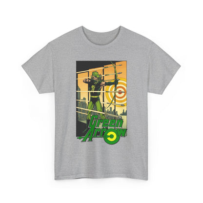 Green Arrow T-Shirt - George Perez Art - 1980s Justice League Postcard Art - JLA - DC Comics