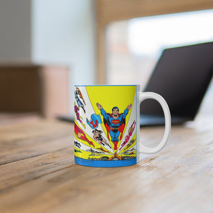 Superboy & Legion of Super-Heroes Coffee Mug - Mike Grell DC Art - Mug 11oz - Lightning Lad, Saturn Girl, Dawnstar, Cosmic Boy