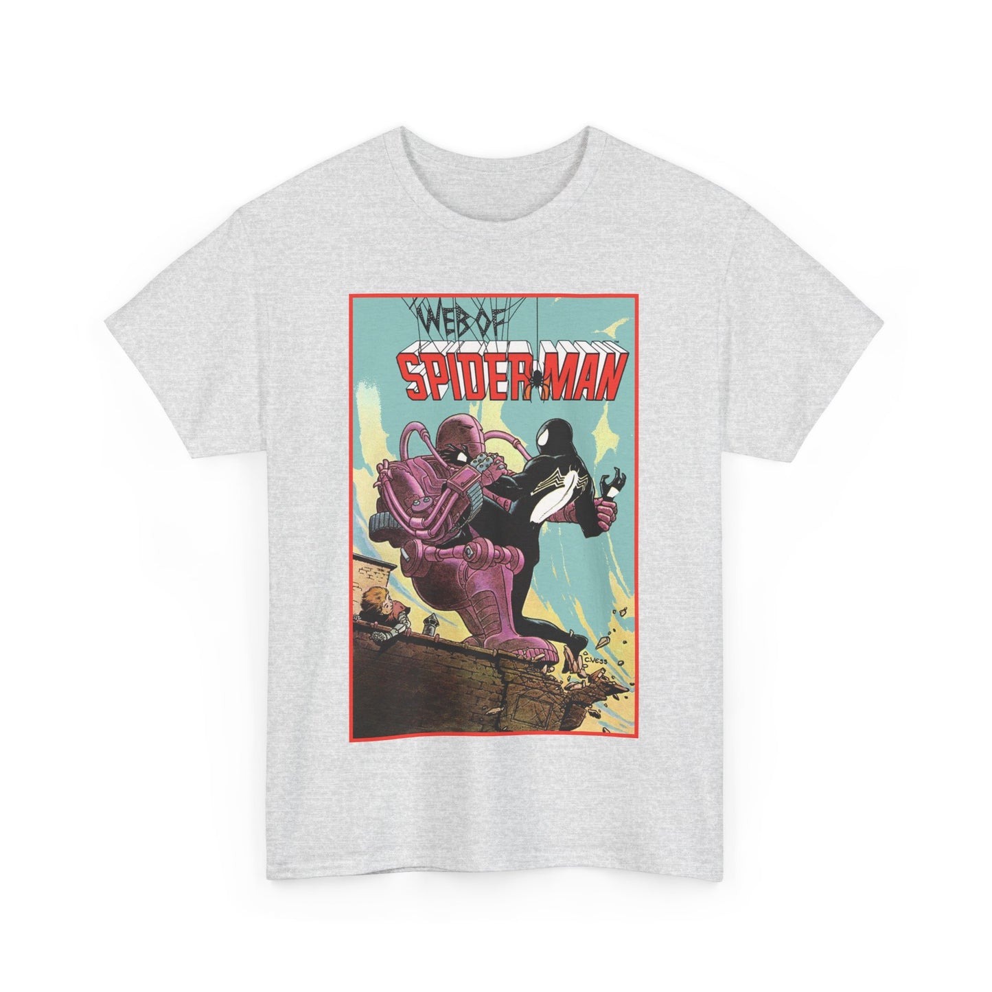 Web of Spider-Man T-Shirt - Charles Vess Art - Peter Parker, Black Symbiote Suit - Webslinger