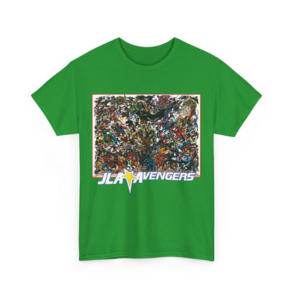 JLA Vs Avengers T-Shirt - Stunning, Classic George Perez Art - DC & Marvel 200s Crossover - Superman, Thor, Wonder Woman, Captain America, Flash, Black Panther, Iron Man, Batman