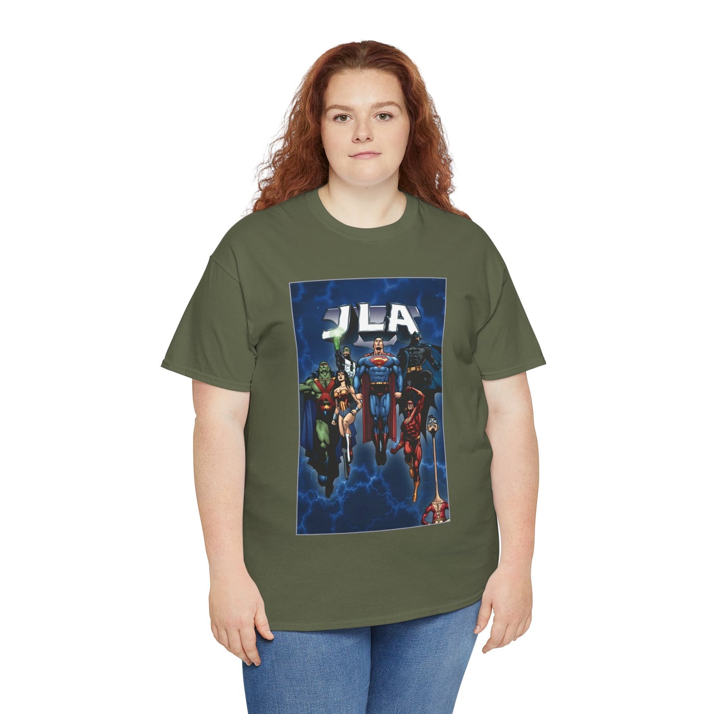 JLA T-Shirt - Doug Mahnke Art - Superman, Batman, Wonder Woman, Aquaman, Green Lantern, Flash, Martian Manhunter - DC Comics