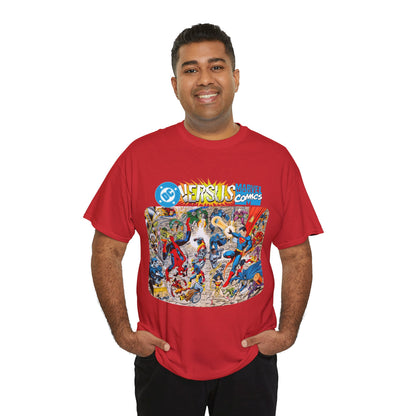 DC Comics Vs Marvel T-Shirt - John Byrne Art - Spider-Man, Raven, Cyborg, Wolverine, Joker, Superman, Batman, Deathstroke, Darkseid