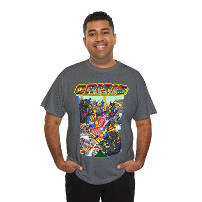 Crisis on Infinite Earths T-Shirt - George Perez Art - Superman, Firestorm, Captain Atom, Wonder Woman, Martian Manhunter Vs The Anti-Monitor - #12 Cover - DC Comics
