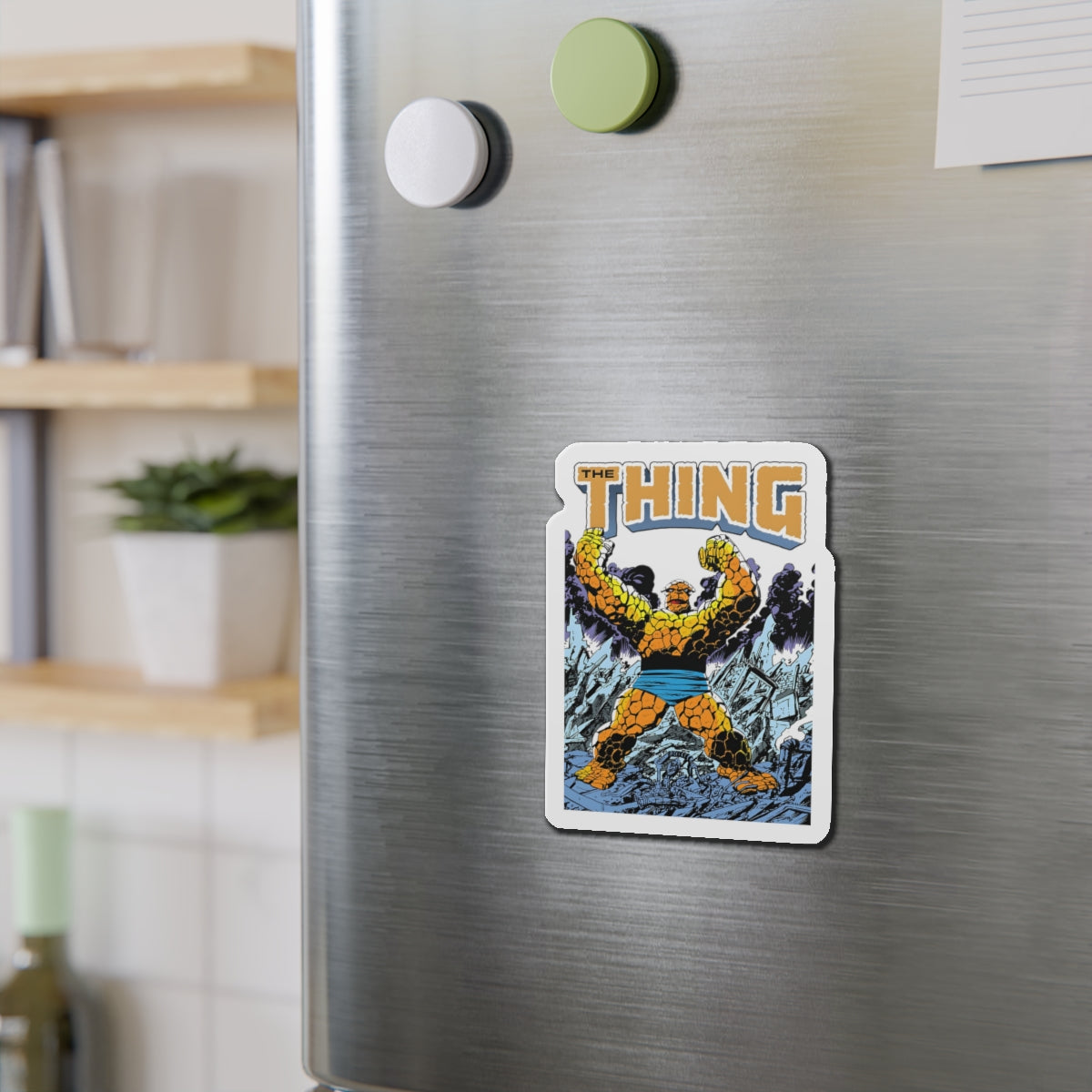 The Thing Die-Cut Magnet - John Byrne Art - Fantastic Four Member - Post Secret Wars Series - Ben Grimm - Marvel Comics - 3", 4", 5", 6"