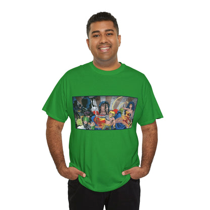 Justice League T-Shirt - Kevin Maguire Art - Superman, Wonder Woman, Flash, Aquaman, Green Lantern - DC Comics