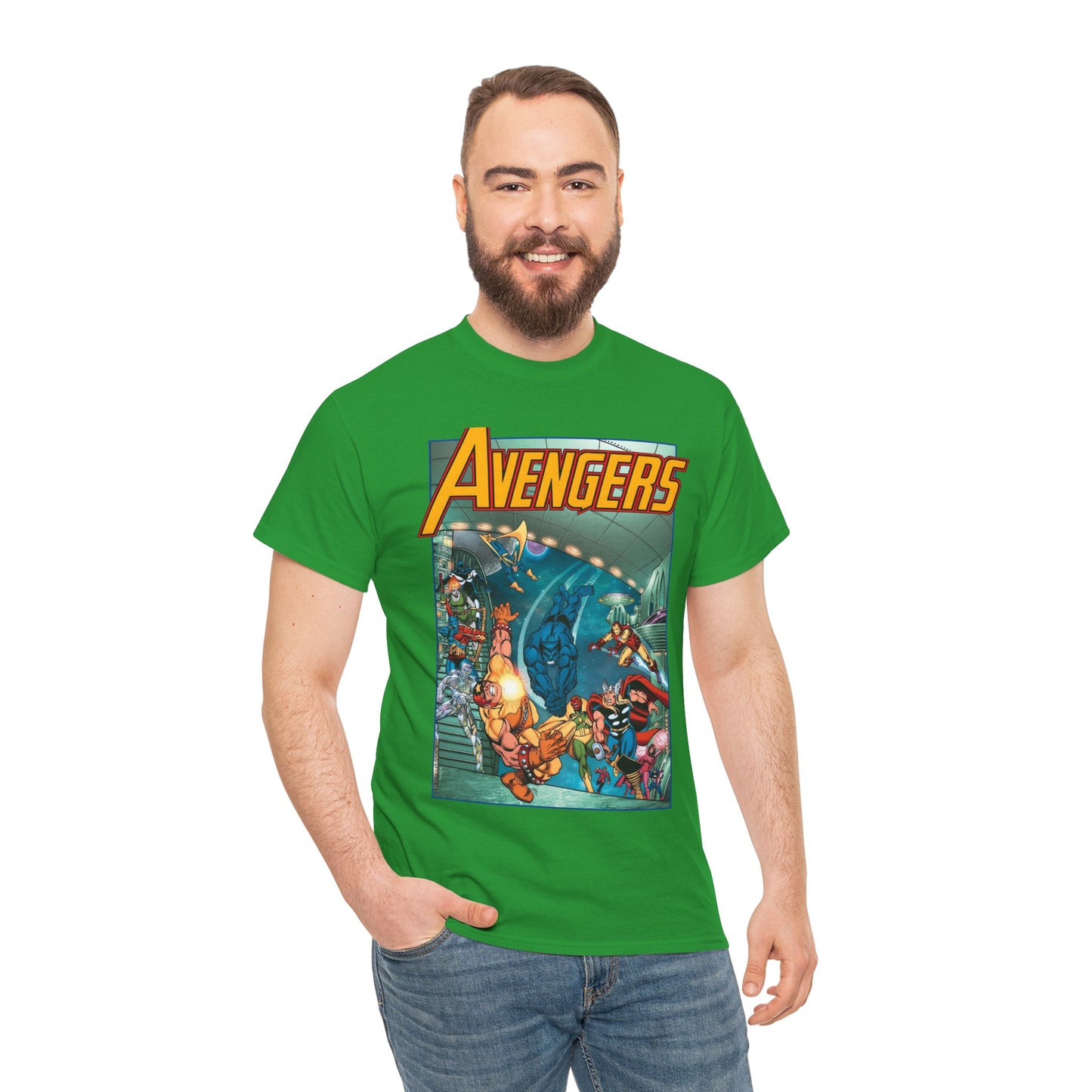 Avengers Vs Guardians of the Galaxy T-Shirt - George Perez Art - Tomorrow's Avengers - Thor, Captain America, Iron Man, Scarlet Witch, Vision, Wonder Man - Marvel Comics