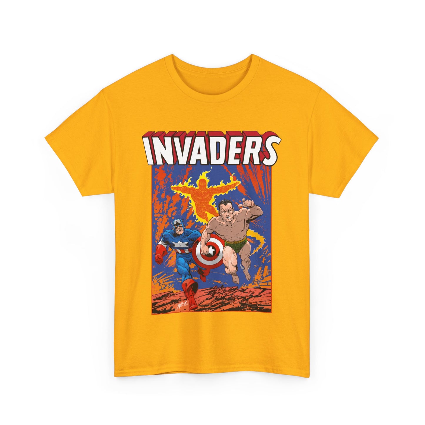 Invaders T-Shirt - John Byrne Art - Captain America, Namor, Human Torch - Marvel Comics Golden Age Characters