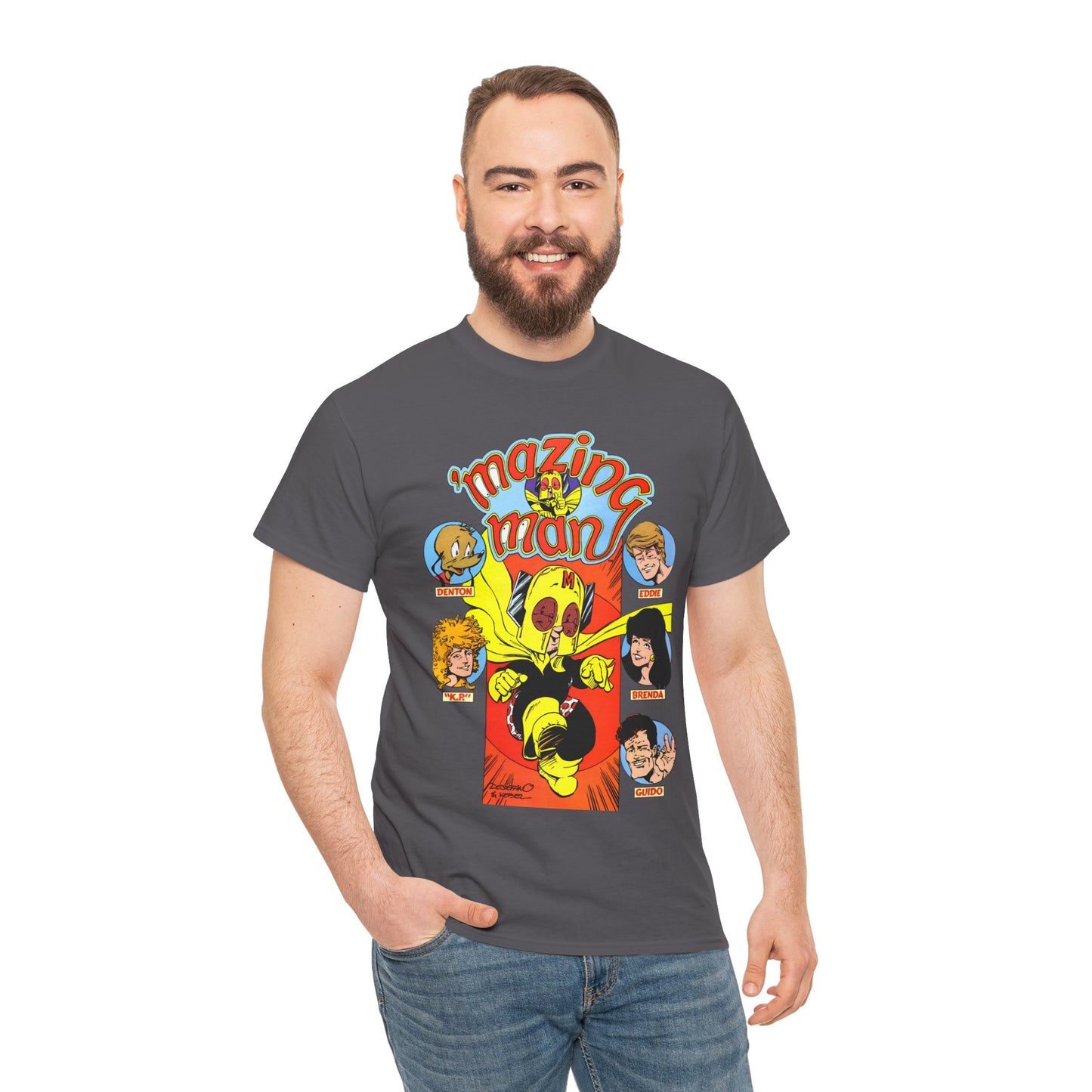 'Mazing Man T-Shirt - DeStefano & Kesel Art - Funny 1980s Comic Series - DC Comics
