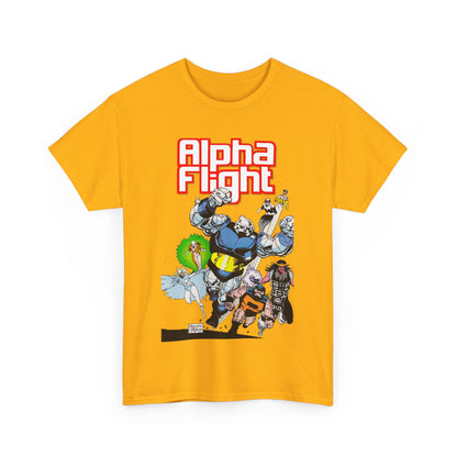 Alpha Flight T-Shirt - Mike Mignola Art - Shaman, Snowbird, Northstar, Aurora, Box, Vindicator, Puck - Canada's Super-Team - Marvel Comics