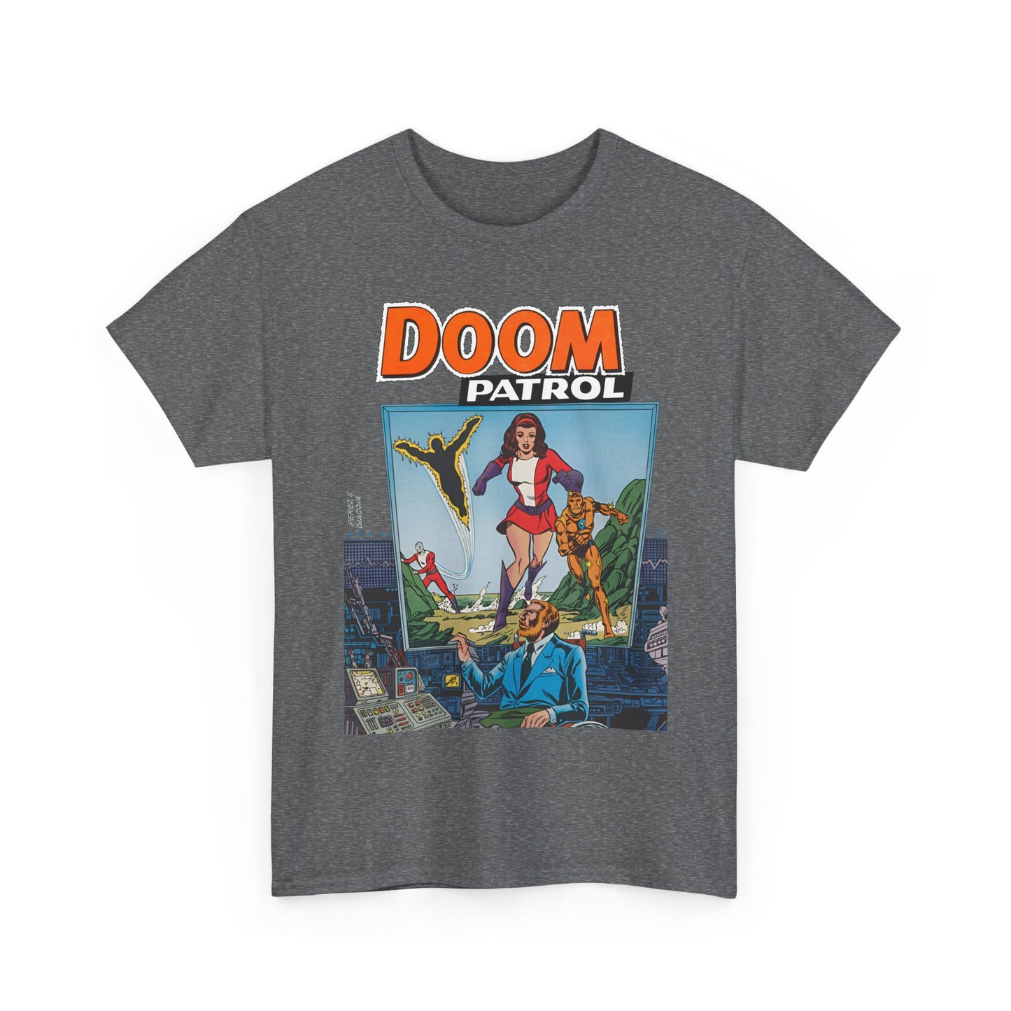 Doom Patrol T-Shirt - George Perez Art - Elasti-Girl, Robotman, Negative Man, The Chief - DC Comics Digest Cover Art