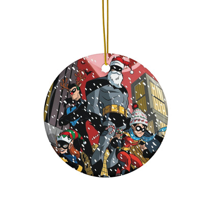 Batman Animated Series Christmas Ceramic Ornaments, 2-Side Print, (3pcs, 5pcs, 10pcs) - Nightwing, Robin, Batgirl - Gotham City