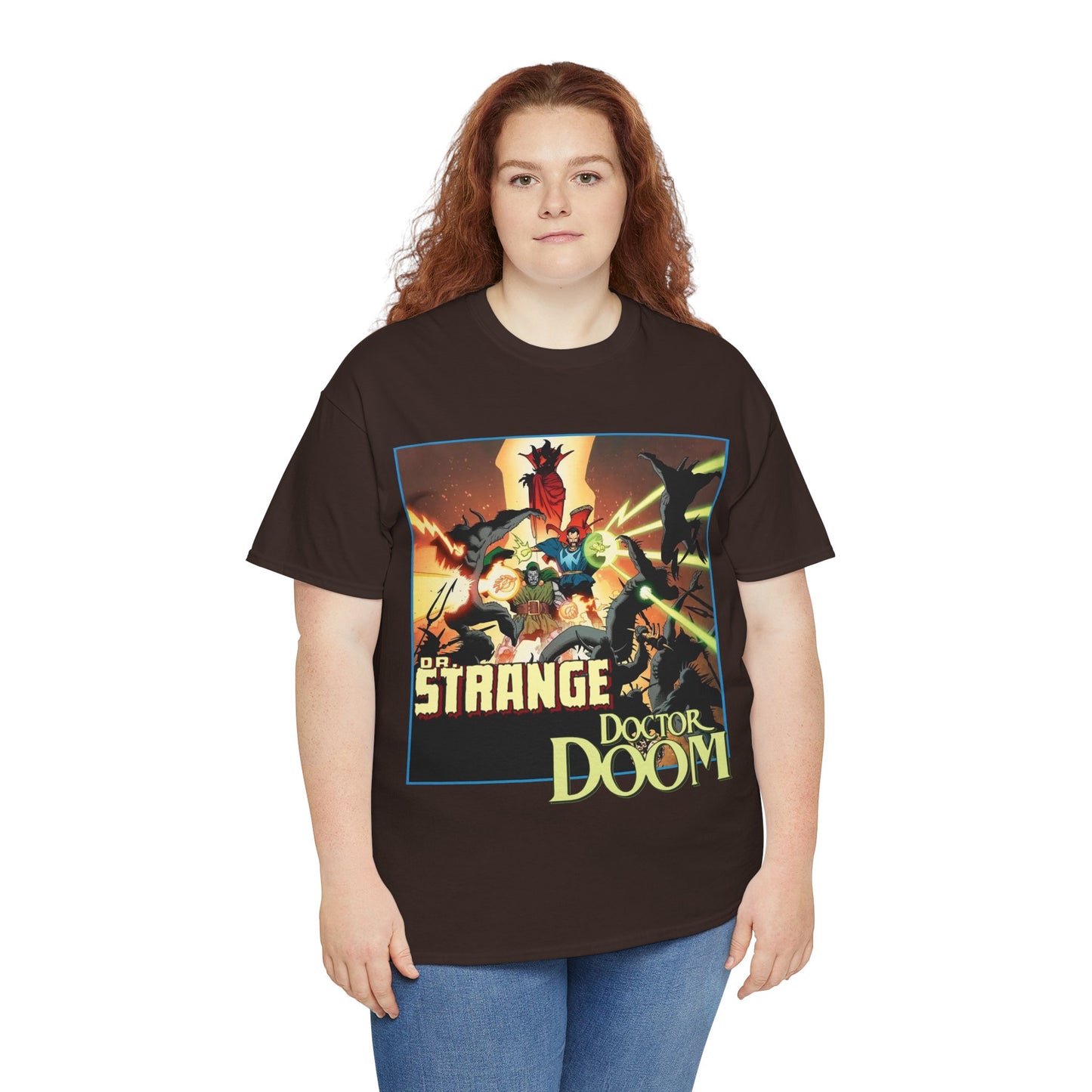 Dr Strange & Doctor Doom T-Shirt - Mike Mignola Art - Triumph & Torment - 1980s Graphic Novel Fighting Mephisto - Marvel Comics
