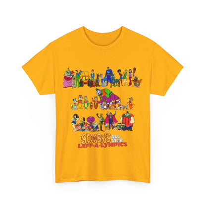 Scooby's All-Star Laff-A-Lympics T-Shirt - Hanna-Barbera Cartoon - Speed Buggy, Yogi Bear, Grape Ape, Scooby Dum, Shaggy, Wally Gator