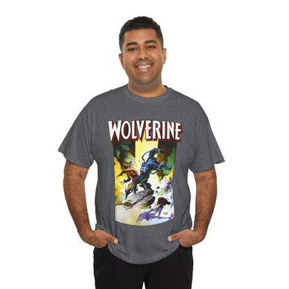 Wolverine T-Shirt - Mike Mignola Art - Jungle Adventure - Savage Land Story - Vs A Dinosaur - Logan, X-Men Member - Marvel Comics