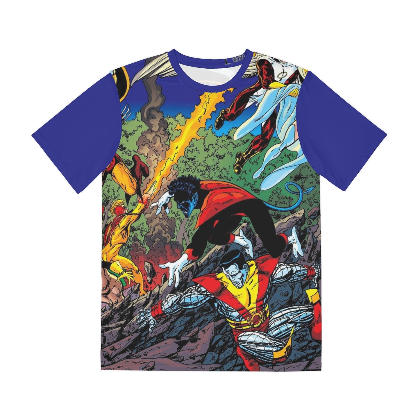 Uncanny X-Men All Over Print Tee (Polyester) - John Byrne Art - Cyclops, Colossus, Mystique - Marvel Comics (IMPROVED PLACEMENT AND PRINTING TECHNIQUES)