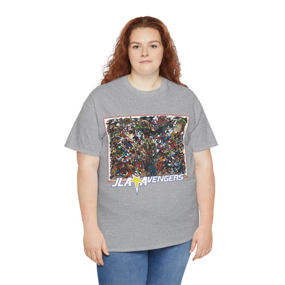 JLA Vs Avengers T-Shirt - Stunning, Classic George Perez Art - DC & Marvel 200s Crossover - Superman, Thor, Wonder Woman, Captain America, Flash, Black Panther, Iron Man, Batman