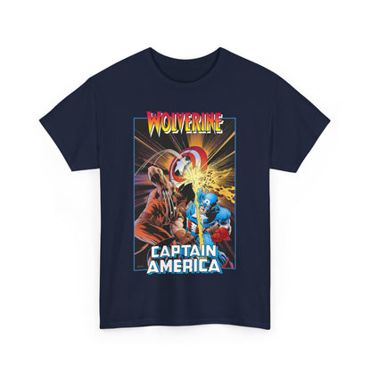 Wolverine Vs Captain America T-Shirt - Mike Zeck Classic Art - Marvel Comics
