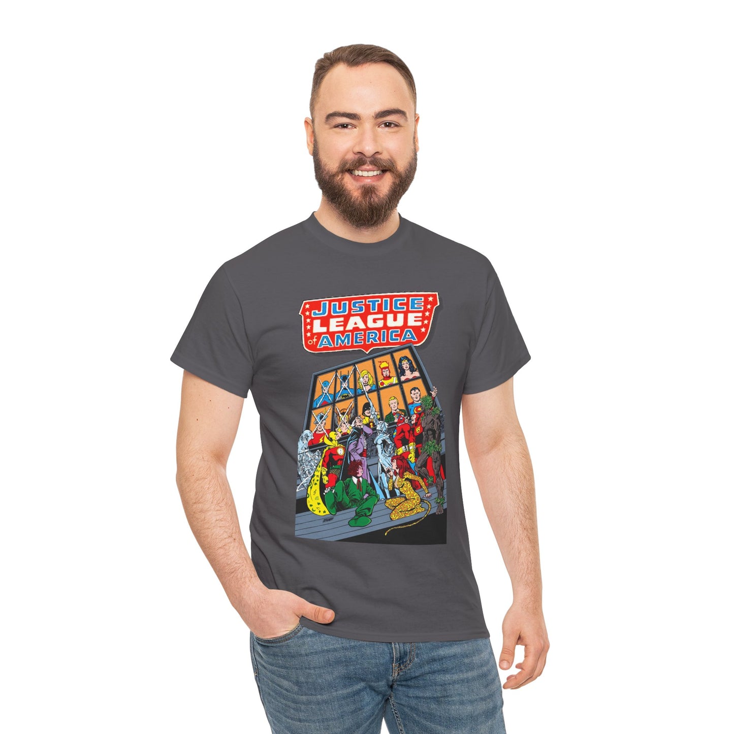Justice League of America T-Shirt - George Perez Art - Wonder Woman, Hourman, Batman, Firestorm - SSOSV - DC Comics