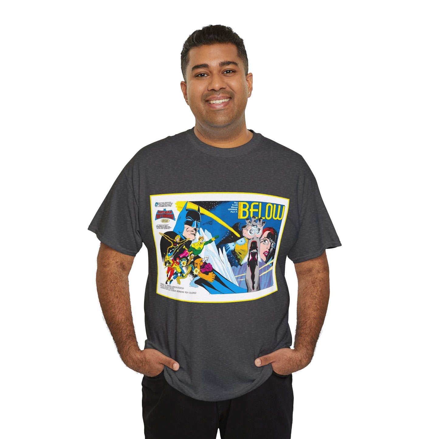 Batman & the Outsiders T-Shirt - Alan Davis Art - Promotional Poster - Looker, Halo, Katana, Geo-Force, Metamorpho, Black Lightning - DC Comics