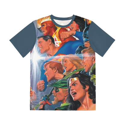 Justice League Vs Avengers All Over Print Tee (Polyester) - Alex Ross Art - (Justice League in Front) (IMPROVED PLACEMENT AND PRINTING TECHNIQUES)