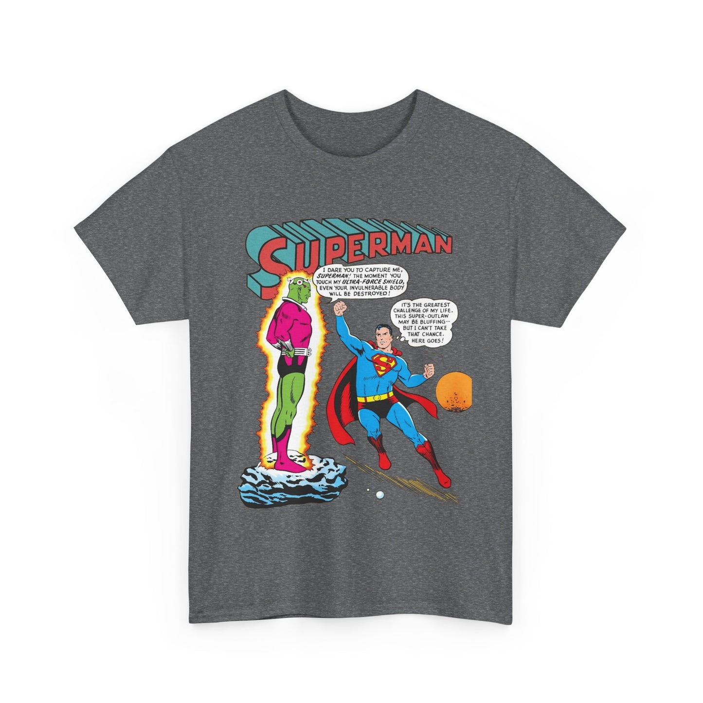 Superman T-Shirt - Curt Swan Art - Vs Brainiac- Silver Age 1st Appearance - DC Comics