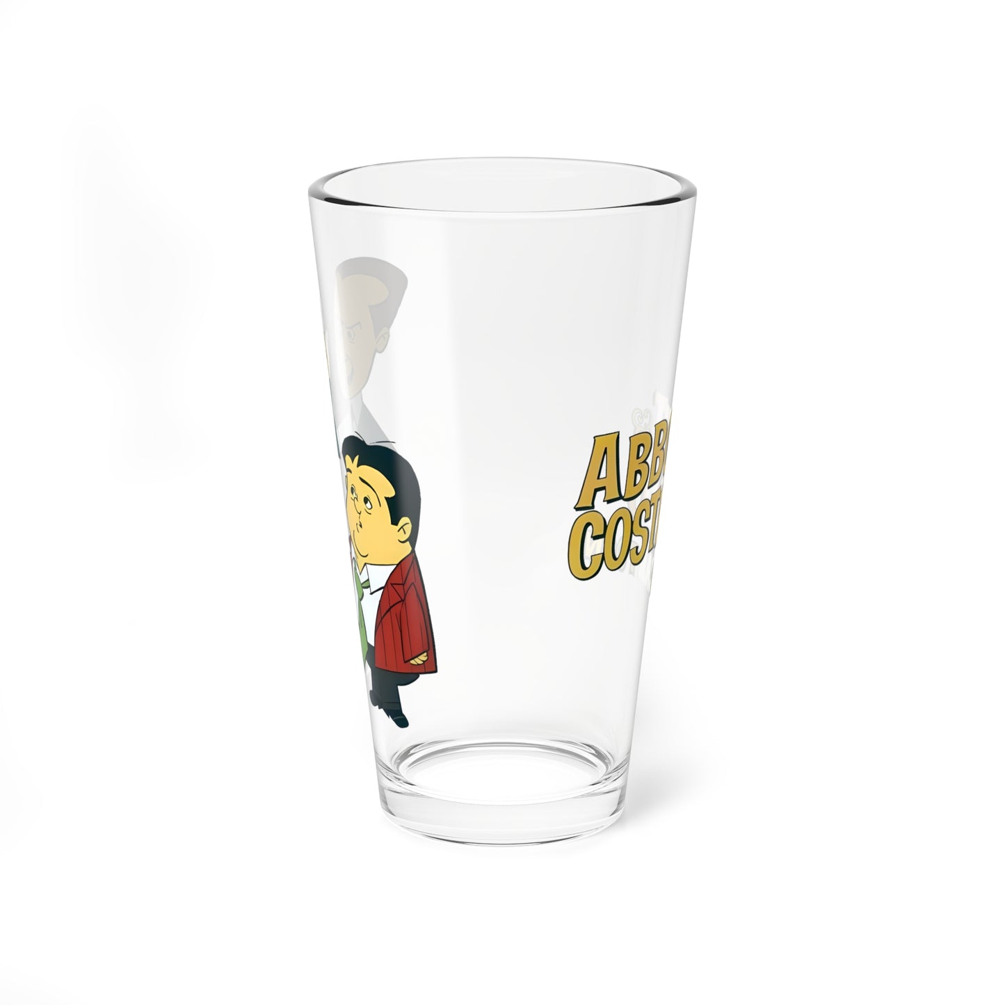 Abbott and Costello Pint Glass - Hanna-Barbera Art - 16oz 1960s Cartoon Gift - Classic Comedy Duo Barware - Vintage Animation Icon