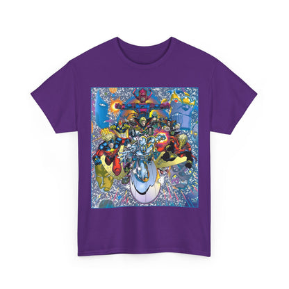 Marvel Cosmic Heroes T-Shirt - Silver Surfer, Captain Marvel, Adam Warlock, Quasar, Nova, Galactus, Jack of Hearts, Moondragon, Thanos