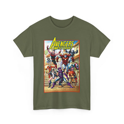 West Coast Avengers T-Shirt - Todd Nauck Art - Hawkeye, Iron Man, Wonder Man, Tigra, Vision - Marvel Comics