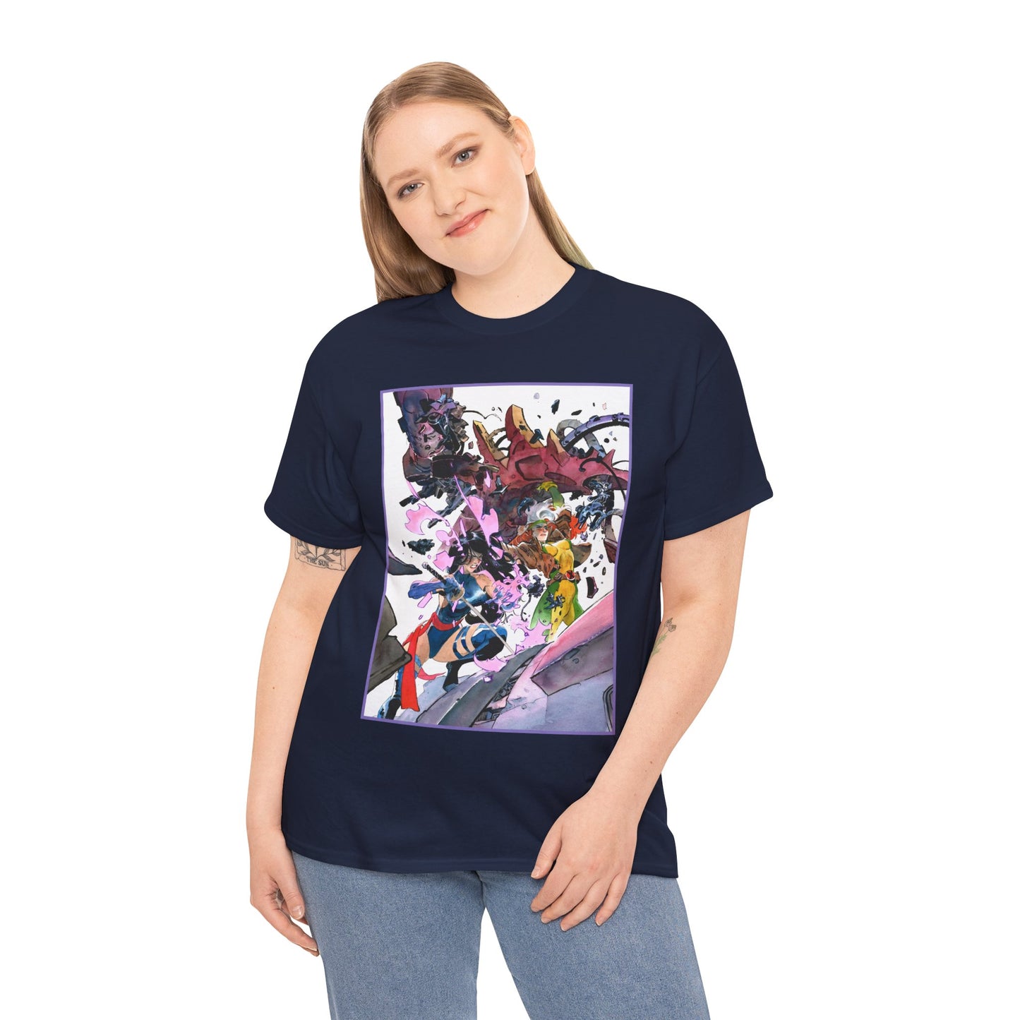 Rogue & Psylocke T-Shirt - Ripping Apart a Sentinel - X-Men Mutants - Marvel Comics