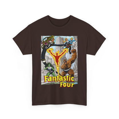 Fantastic Four T-Shirt - John Byrne Art - She-Hulk, Invisible Woman, Thing, Reed Richards, Human Torch - Baxter Building - Marvel Comics