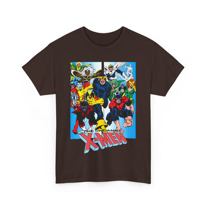 Uncanny X-Men T-Shirt - Classic Dave Cockrum Art - Popular Marvel Comics Series - Wolverine, Storm, Cyclops, Nightcrawler, Jean Grey, Iceman, Banshee, Beast