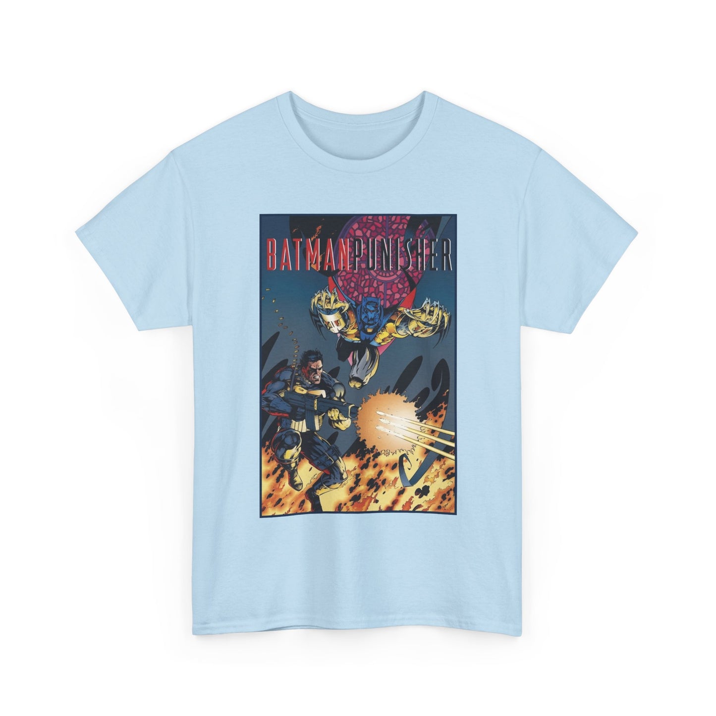 Batman/Punisher T-Shirt - Barry Kitson Art - Lake of Fire, AzBats - DC Comics/Marvel Comics