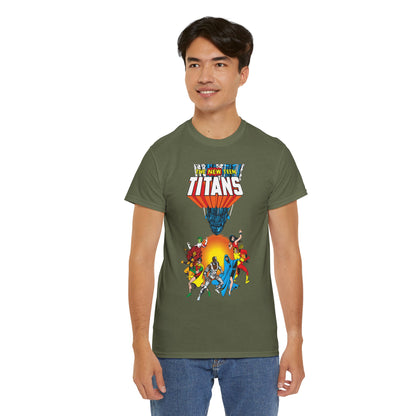 New Teen Titans T-Shirt - George Perez Art - Robin, Wonder Girl, Cyborg, Raven, Starfire, Kid Flash - #10 Cover Art - DC Comics