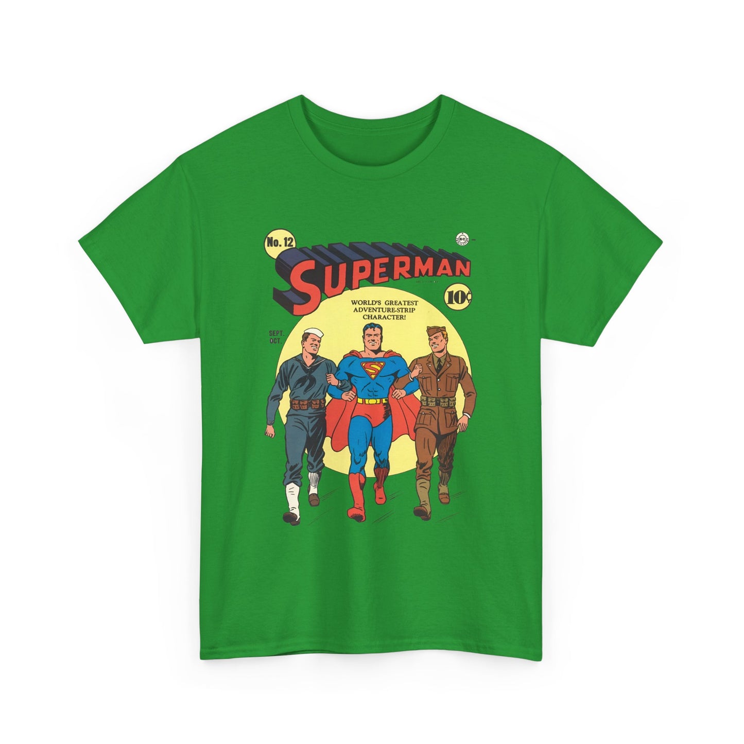 Superman T-Shirt - #12 Cover Art - Golden Age Classic - WWII Support - Iconic Image - DC Comics