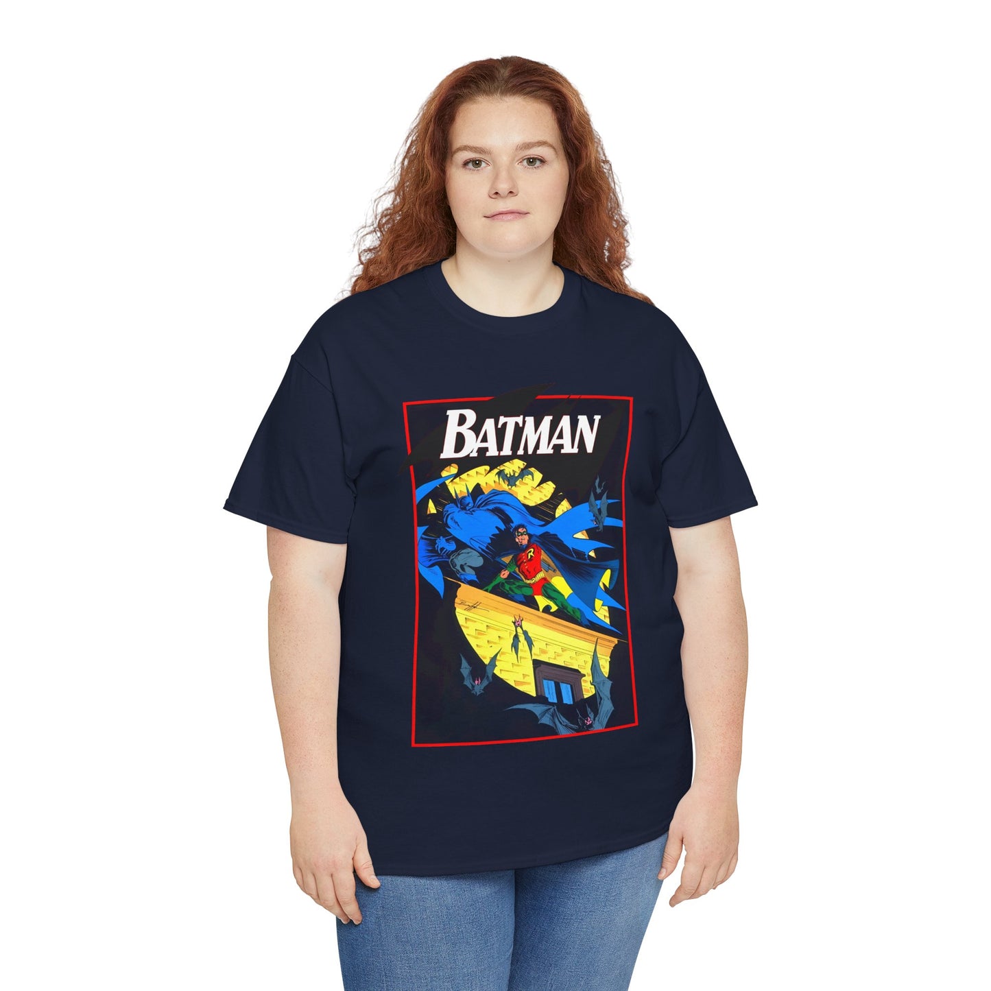 Batman & Robin T-Shirt - Norm Breyfogle Art - Surrounded by Bats in Gotham City - DC Comics