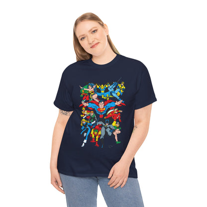 DC Legends T-Shirt - Linda Medley, Arthur Adams Art - Superman, Wonder Woman, Batman, Creeper, Black Canary, Guy Gardner, Blue Beetle, Booster Gold, Dr. Fate, Flash - DC Comics