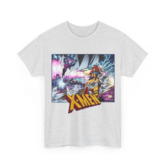 X-Men T-Shirt - Whilce Portacio Art - Storm, Jean Grey, Archangel, Iceman - Fighting Sentinels - Marvel Comics