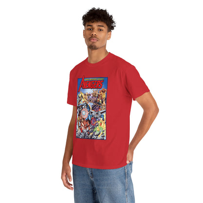 Avengers & Thunderbolts T-Shirt - George Perez Art - Captain America, Iron Man, Wonder Man, Scarlet Witch, Hawkeye, Citizen V, MACH-1, Techno, Atlas, Songbird - Marvel Comics