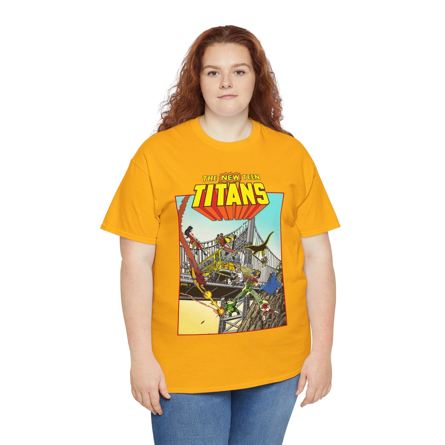 New Teen Titans T-Shirt - George Perez Promo Art - Wonder Girl, Cyborg, Raven, Starfire, Robin, Kid Flash, Changeling - DC Comics
