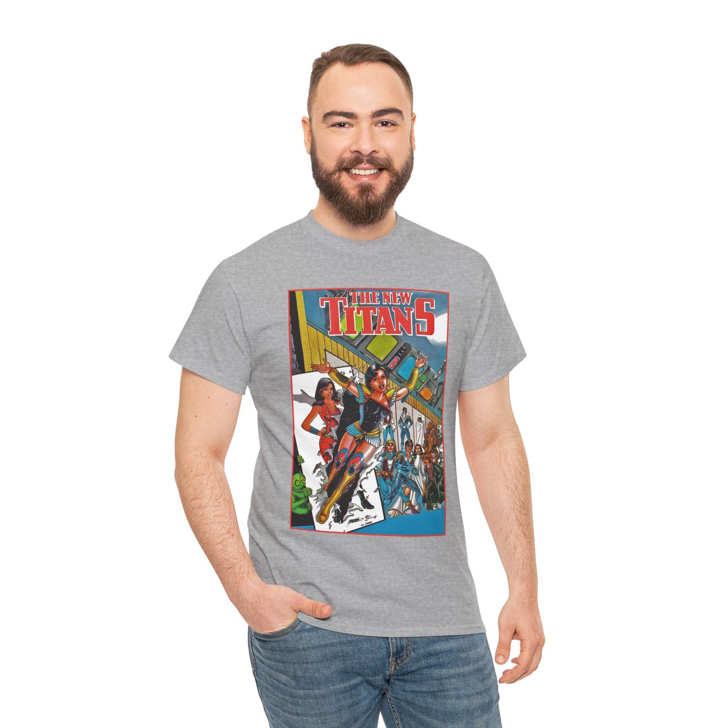 New Titans T-Shirt - George Perez Art - Troia 1st Appearance - Nightwing, Cyborg, Starfire, Raven, Jericho, Changeling - DC Comics