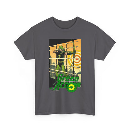 Green Arrow T-Shirt - George Perez Art - 1980s Justice League Postcard Art - JLA - DC Comics