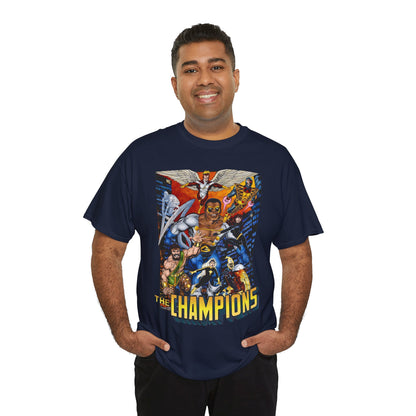 Champions T-Shirt - John Byrne Art - Hercules, Black Widow, Ghost Rider, Black Goliath, Silver Surfer, Jack of Hearts - Marvel Comics 1970s Series