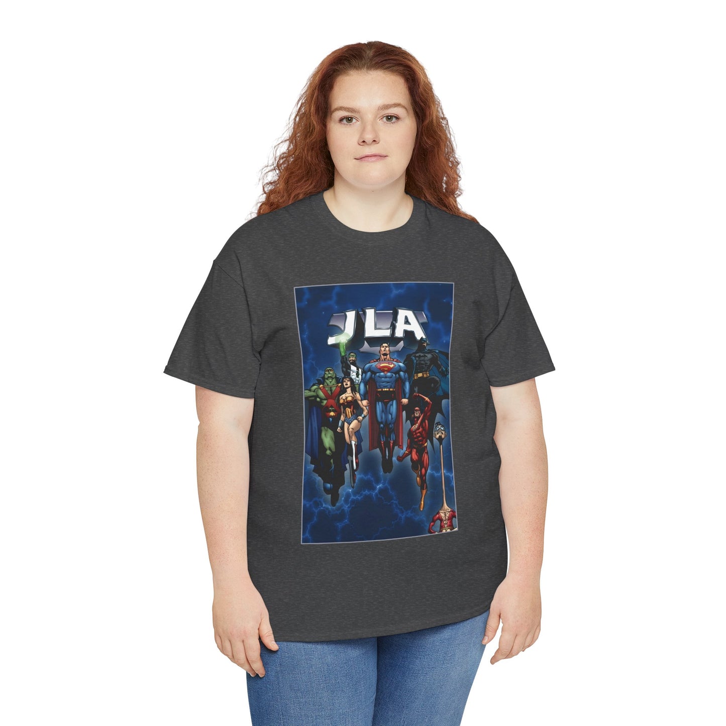 JLA T-Shirt - Doug Mahnke Art - Superman, Batman, Wonder Woman, Aquaman, Green Lantern, Flash, Martian Manhunter - DC Comics