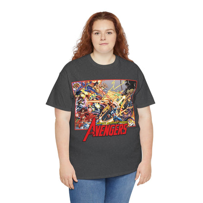 Avengers Vs Thunderbolts T-Shirt - George Perez Art - Captain America, Iron Man, Wonder Man, Scarlet Witch, Hawkeye, Citizen V, MACH-1, Techno, Atlas, Songbird - Marvel Comics